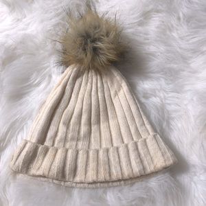 Toque with Furry Pom Pom